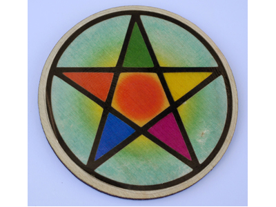 Altar Wooden Tile - Coloured Pentacle